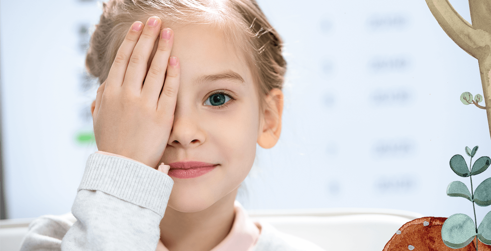 Bambina che sta svolgendo una visita oculista per la miopia a Ferrara.